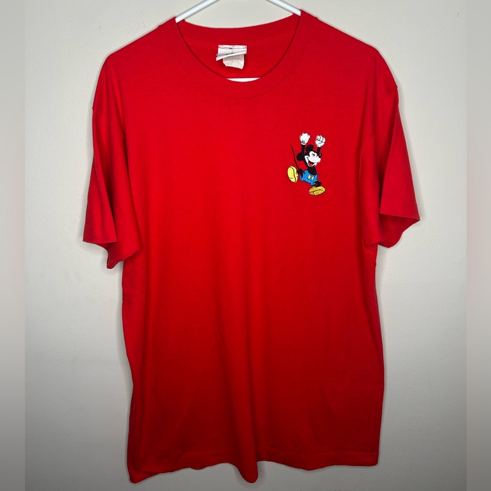Vintage 1990s Mickey & Co Embroidered T Shirt Disney Single Stitch USA Red XL